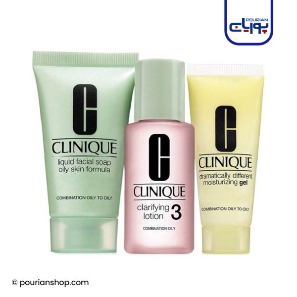ست شستشو و مرطوب کننده و تونرکلینیک مناسب پوستهای چرب و مختلط_CLINIQUE