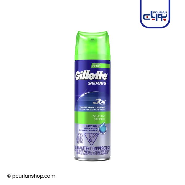 ژل اصلاح ژیلت مدل Sensitive-3x Action حجم ۲۰۰ میلی لیتر