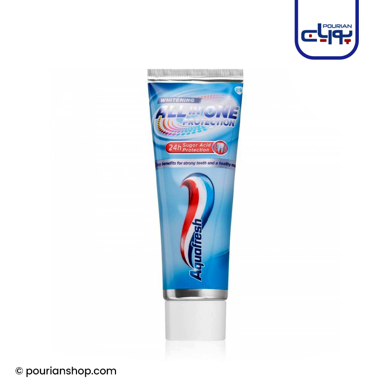 خمیردندان سفیدکننده آکوافرش ۱۰۰میل _ Aquafresh ALL IN ONE Protection WHITENING