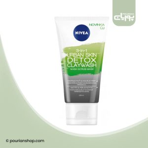 ماسک 3در 1صورت دتوکس مناسب پوست چرب و آکنه ای نیوا 150میل _ NIVEA Urban Skin Detox Claywash 3-in-1