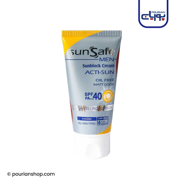 کرم ضد آفتاب آقایان SPF40 بدون رنگ سان سیف