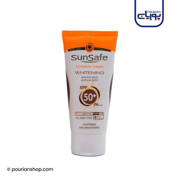 کرم ضد آفتاب روشن کننده SPF50+ رنگی بژ روشن سان سیف